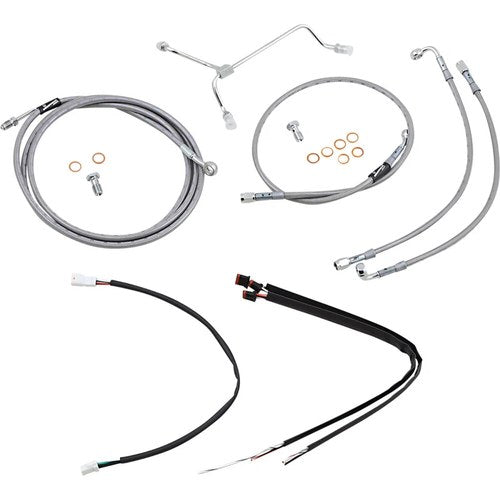 Burly Brand Complete Stainless Braided Handlebar Cable/Brake Line Kit | B30-1164
