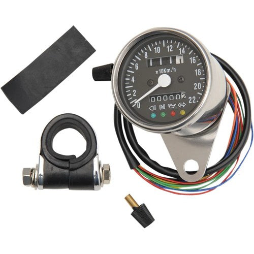 Drag Specialties 2.4" Kph Mechanical Speedometer w/LED Indicators | 21-6818LEDPB