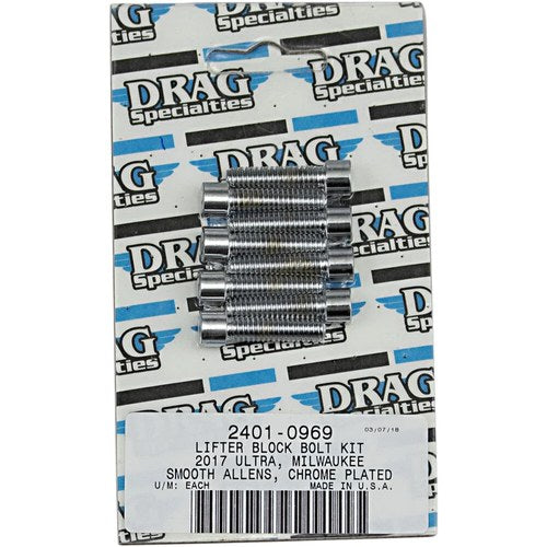 Drag Specialties Bolt Kit M8 Lifter Block Smooth All Chrome | MK776S
