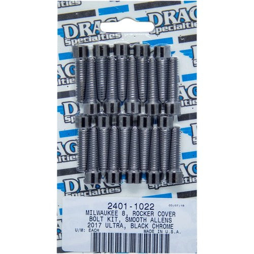 Drag Specialties Bolt Kit M8 Rocker Black/Chrome Smooth | MK777SBK