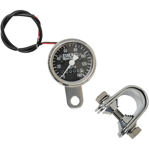 Drag Specialties Mini Speedometer - Black - 1-7/8" | 21-6960DS-BX15A