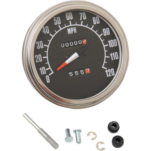 Drag Specialties 5" Mph FL-Style 1:1 Speedometer, 68-84 Black Face | 70847M-BX33