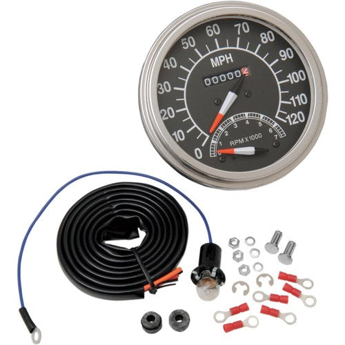 Drag Specialties 5" Mph FL-Style Speedometer w/Tach | 72418M-BX33