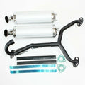 Twin Exhaust Pipe Silver Alloy Mufflers 250cc Dinosaur Style Quad Dirt Bike ATV
