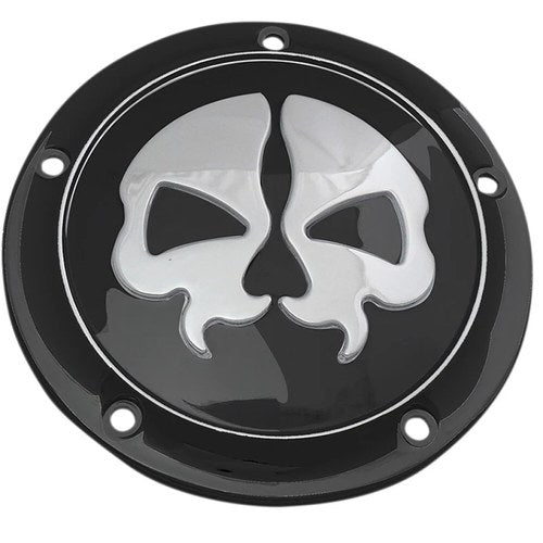 Drag Specialties Split Skull Derby Cover - Black - 5-Hole | 78043BB2