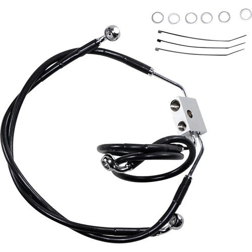 Drag Specialties +4" Brake Line - Front - Black Vinyl - FXDF2-17 | 612137-4BLK