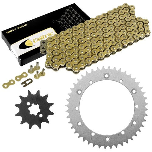 Drive Chain and Sprockets Kit for Yamaha IT175 1980-1983 IT200 1984-1986 Gold