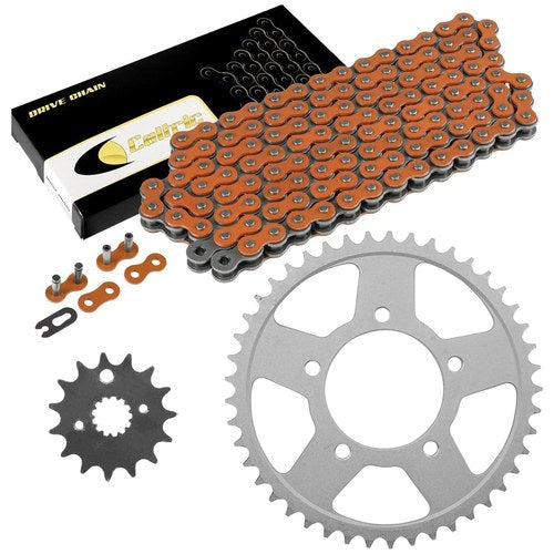 Drive Chain and Sprockets Kit Fits Suzuki GSX750F Katana 750 1998-2006 / Orange