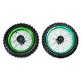 Green 12mm 14 Front + 15mm 12 inch Rear Wheel Rim Tyre Tire Pit Pro Dirt Bike