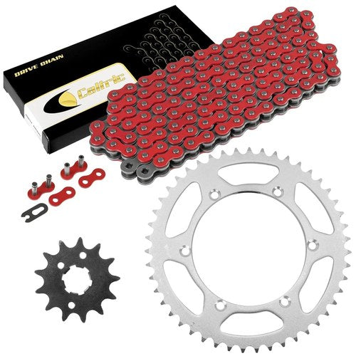Red Drive Chain And Sprocket Kit for Kawasaki KDX200 1989-2006