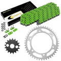 Green O-Ring Drive Chain & Sprockets Kit for Kawasaki ZX1100D Ninja ZX-11 93-01