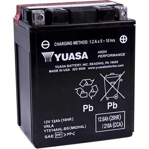 Yuasa Fresh Pack High Performance Maintenance-Free Agm Battery (YTX14AHL-BS)
