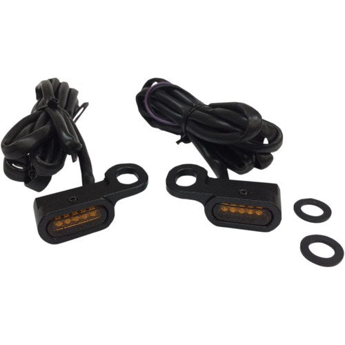 Drag Specialties LED Handlebar Marker Lights (Black w/ Amber Lens)