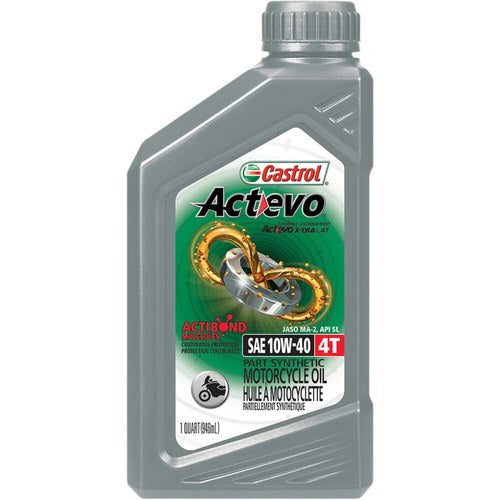 Castrol Activ 4T Semi-Synthetic Engine/Motor Oil | 10W-40 | 1 Quart | 06130