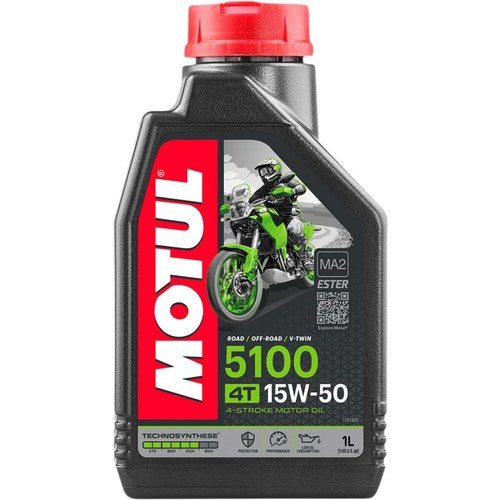 Motul 5100 4T Semi-Synthetic 4-Stroke Motor Oil | 15W-50 | 1 Quart | 108090