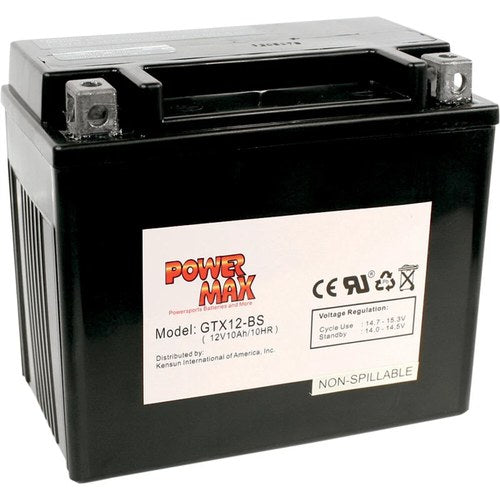 Power Max 12V Maintenance-Free Battery (Cross Ref YTX12-BS) GTX12-BS