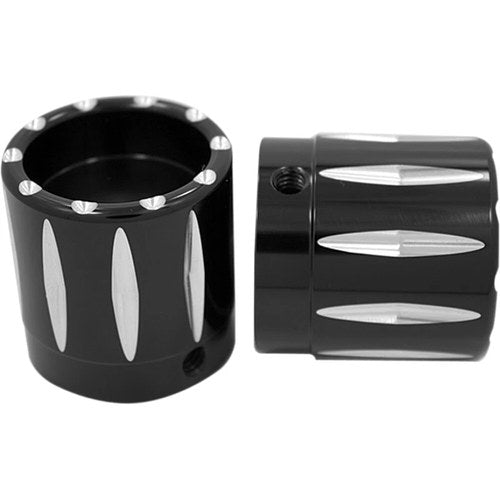 Avon Axle Nut Covers/Caps 1" (one pair) H-D Motorcycles (RIVAL Anodized Black)