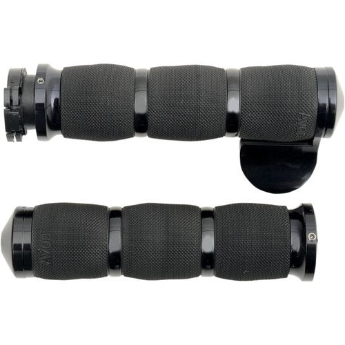 Avon Air Cushion Grips 1" for Metric Cruisers (THROTTLE Boss Anodized Black)