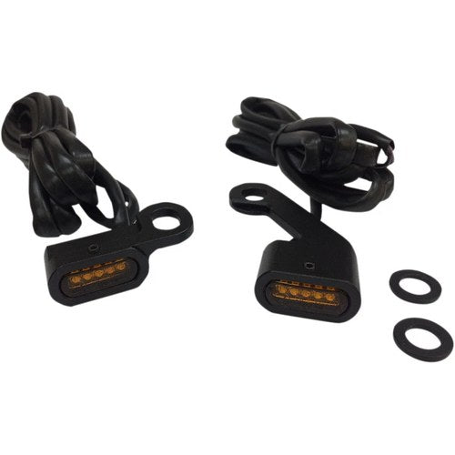 Drag Specialties LED Handlebar Marker Lights (Black w/ Amber Lens)