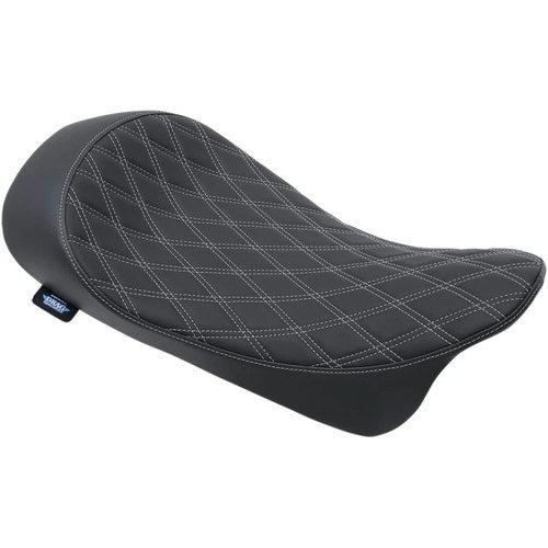 Drag Specialties Low Solo Seat, Diamond, Silver Stitch (Black/Silver) 0801-1153