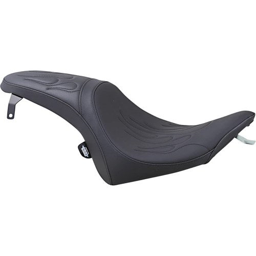 Drag Specialties Predator 2-Up Seat - Flame Stitched - Vegas (Black) 0810-1597