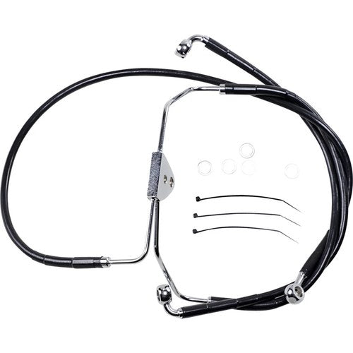 Drag Specialties +4" Brake Line - Front - Black Vinyl - 08-13FLT | 620085-4BLK