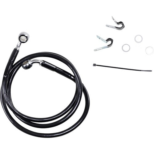 Drag Specialties +4" Brake Line - Front - Black Vinyl - 04-10XL | 660310-4BLK