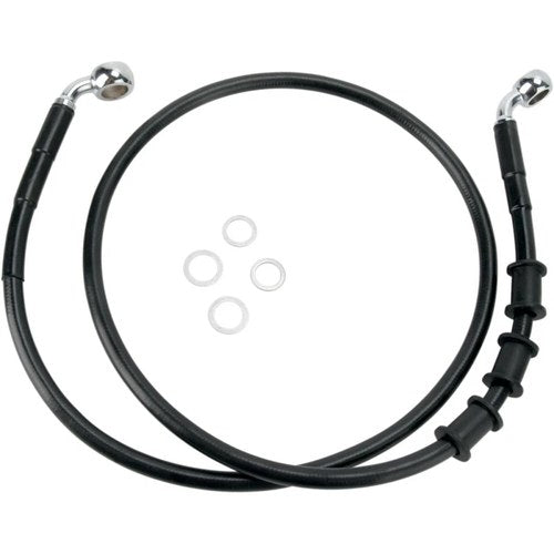 Drag Specialties +4" Brake Line - Front - Black Vinyl - FLSTN08-14 | 680219-4BLK