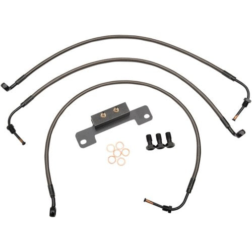 LA Choppers Midnight Braided Brake Line Kit - Touring | LA-8011B16M