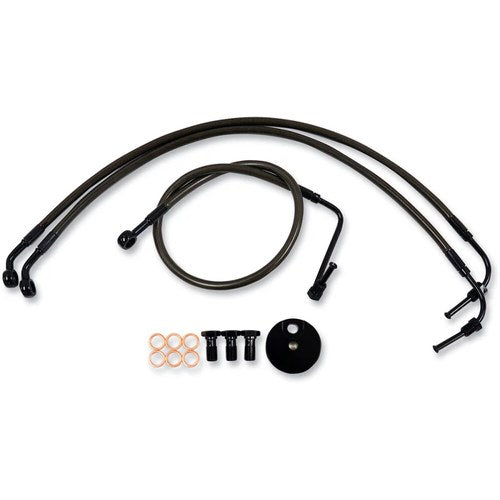 LA Choppers Midnight Braided Brake Line Kit - Touring | LA-8010B16M