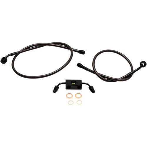 LA Choppers Midnight Braided Brake Line Kit - Fxdf ABS | LA-8231B16M