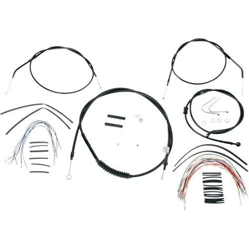 Burly Brand Complete Black Vinyl Handlebar Cable/Brake Line Kit | B30-1008
