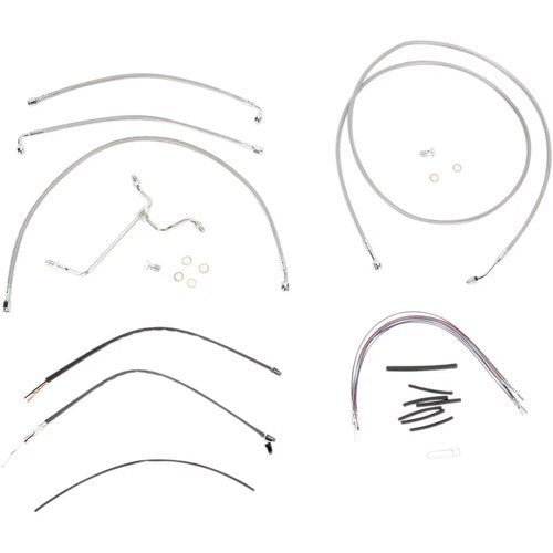 Burly Brand Complete Stainless Braided Handlebar Cable/Brake Line Kit | B30-1118