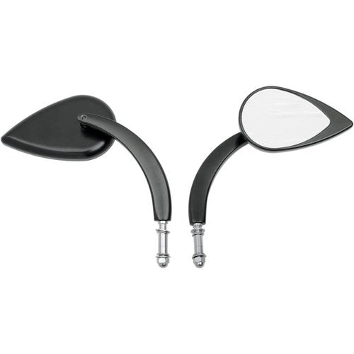 Drag Specialties Mirror - Tear Drop - Black - Long Stem | 0640-0689