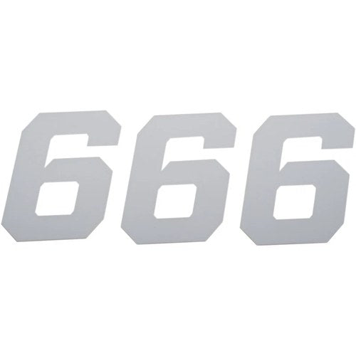 D'Cor Visuals Race Number Plate - #6 - White - 6" | 45-36-6