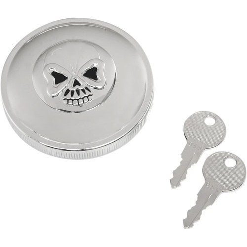 Drag Specialties Skull Locking Gas Cap - Chrome - Non-Vented | 03-0320AS-B