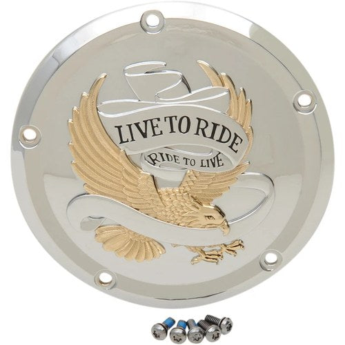 Drag Specialties 5-Hole - Gold - Live to Ride Derby Cover | D33-0110GA