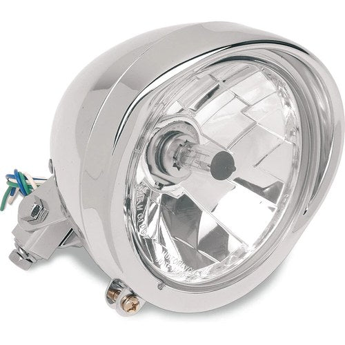 Drag Specialties 5-3/4" Head Light with Visor - Clear Lens - Chrome | 20-0444
