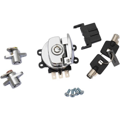 Drag Specialties Side Hinge Ignition Switch w/Saddlebag Lock, Chrome E21-0209/45