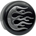 Drag Specialties Horn Cover - Black with Chrome Flame | 76705FB4