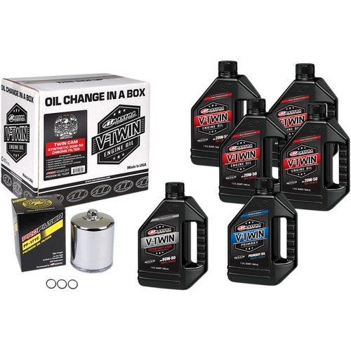 Maxima Racing Oil Twin Cam Synthetic 20W-50 Oil Change Kit | 90-119016PC