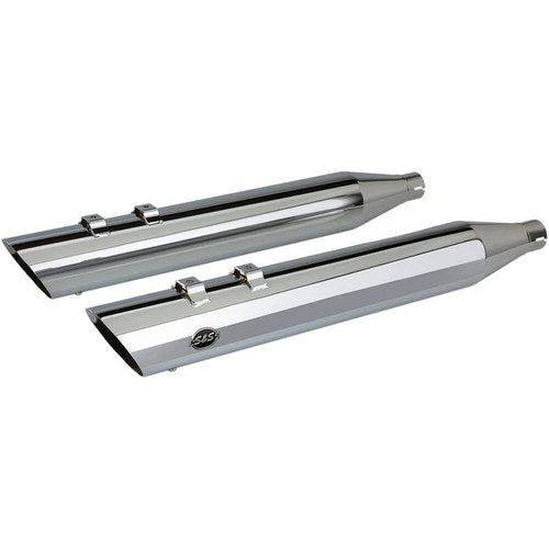 S&S Cycle Slash Cut Mufflers - Chrome - M8 Touring '17-'19 | 550-0695