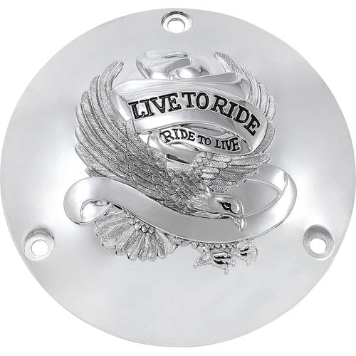 Drag Specialties 3 Hole Chrome Live to Ride Derby Cover | 33-0010CA