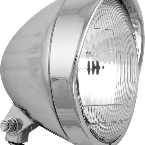 HardDrive 5-3/4in. Chrome Grooved Headlight, 12v 60/55w H4 bulb | 20-0335D