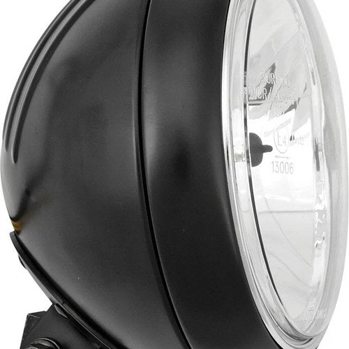 HardDrive 7in Grooved Black Headlight Bottom Mount 12v 60/55w H4 | L20-6084GDBE