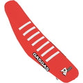 D'Cor Visuals Seat Cover Red W/White Ribs Gas | 30-65-002
