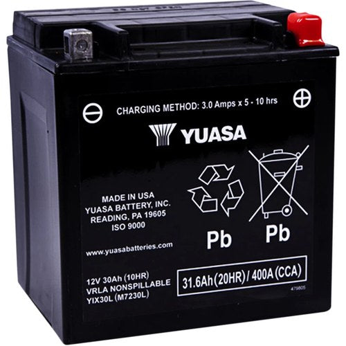 Yuasa Factory-Activated Maintenance-Free Agm Battery (YIX30L) YUAM7230L