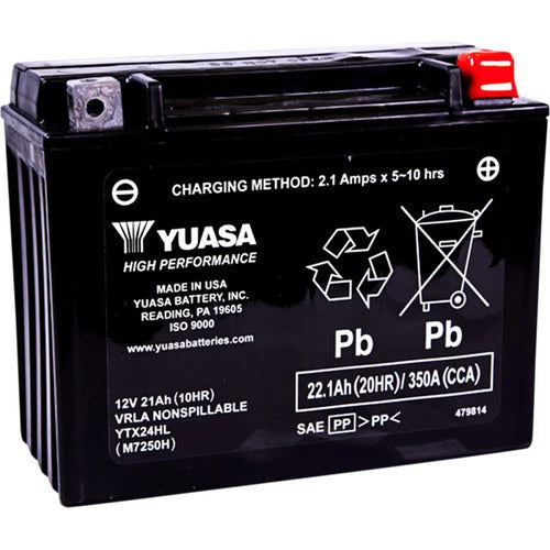 Yuasa Factory-Activated High Performance Maintenance-Free Agm Battery (YTX24HL)