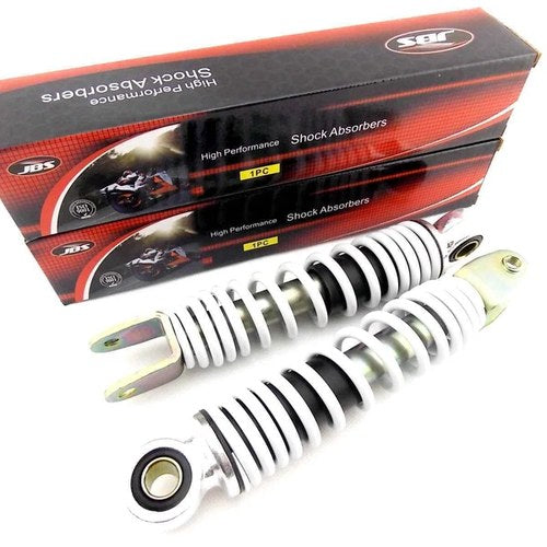 Yamaha PW50 Peewee 195mm Jbs WHITE/CHROME Rear Shock Absorbers Eye TO Clevis