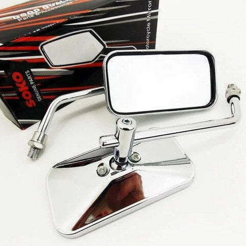 Suzuki TS200 89-96 Chrome Rectangular Soko Rear View Mirrors